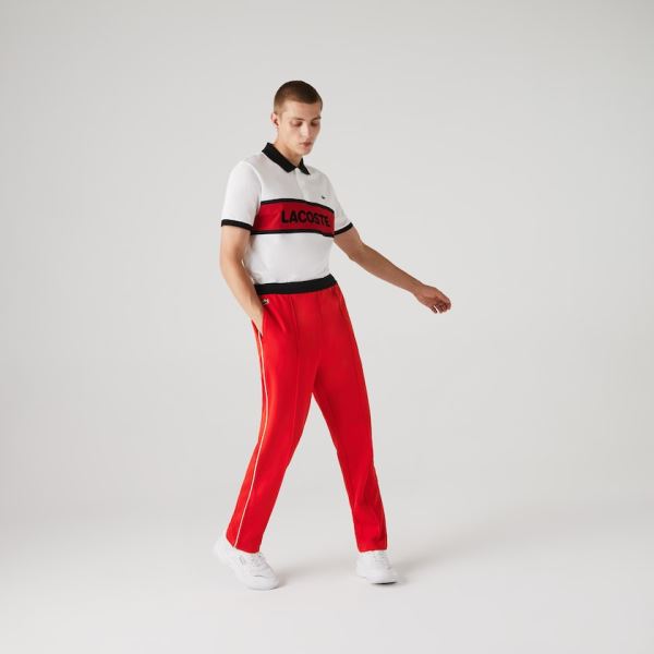 Lacoste Lacoste SPORT Run-resistant Pleated Tracksuit Pants - Kalhoty Pánské Červené / Černé / Bílé